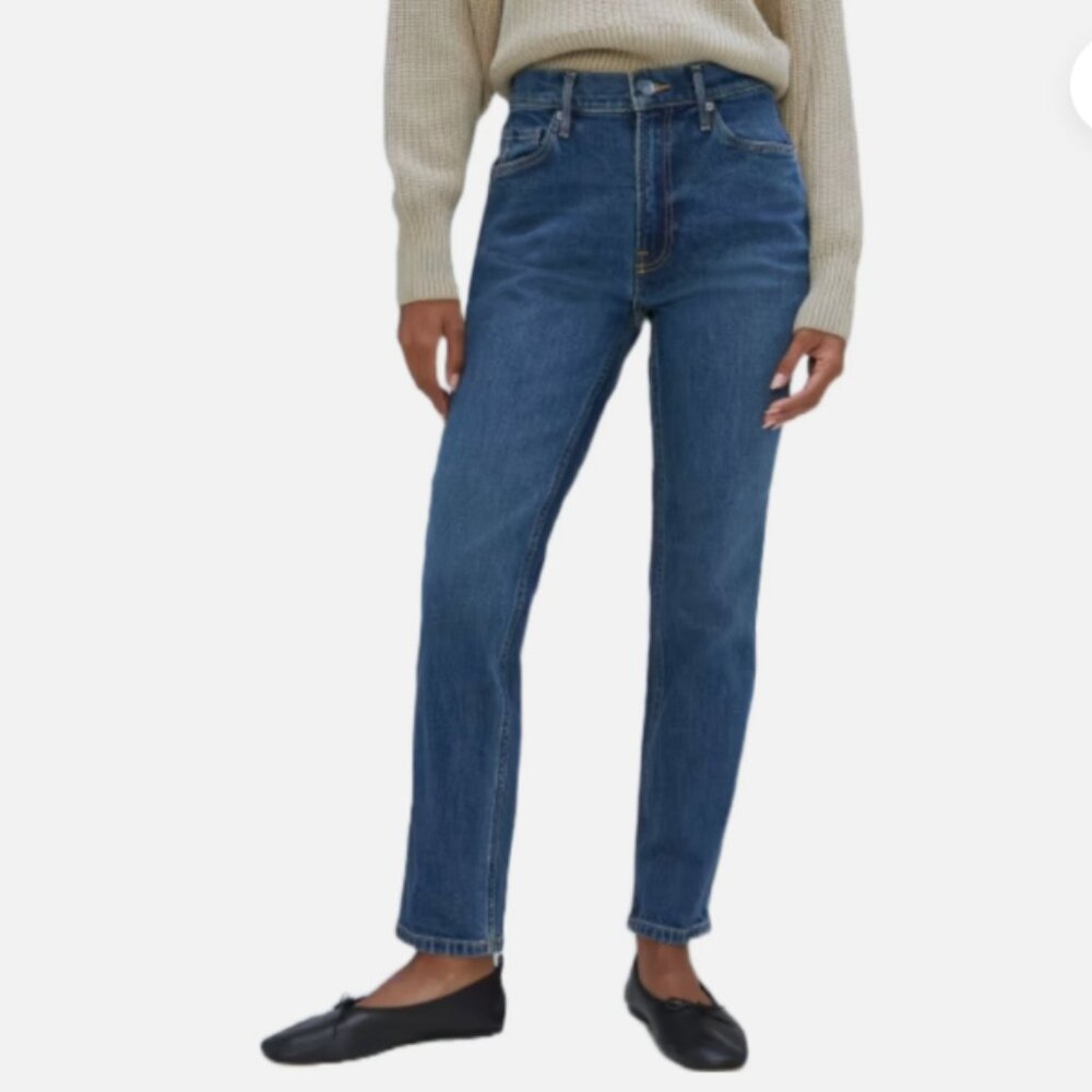 Everlane The Original Cheeky Jean Crop sz 26 Medium Wash High Rise Denim